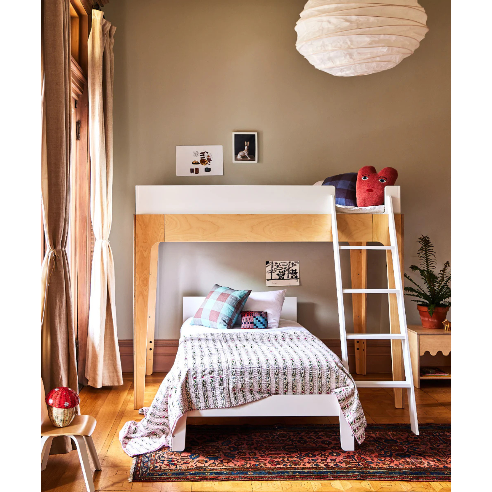 OEUF Perch Bunk Bed Twin Size - White/Birch