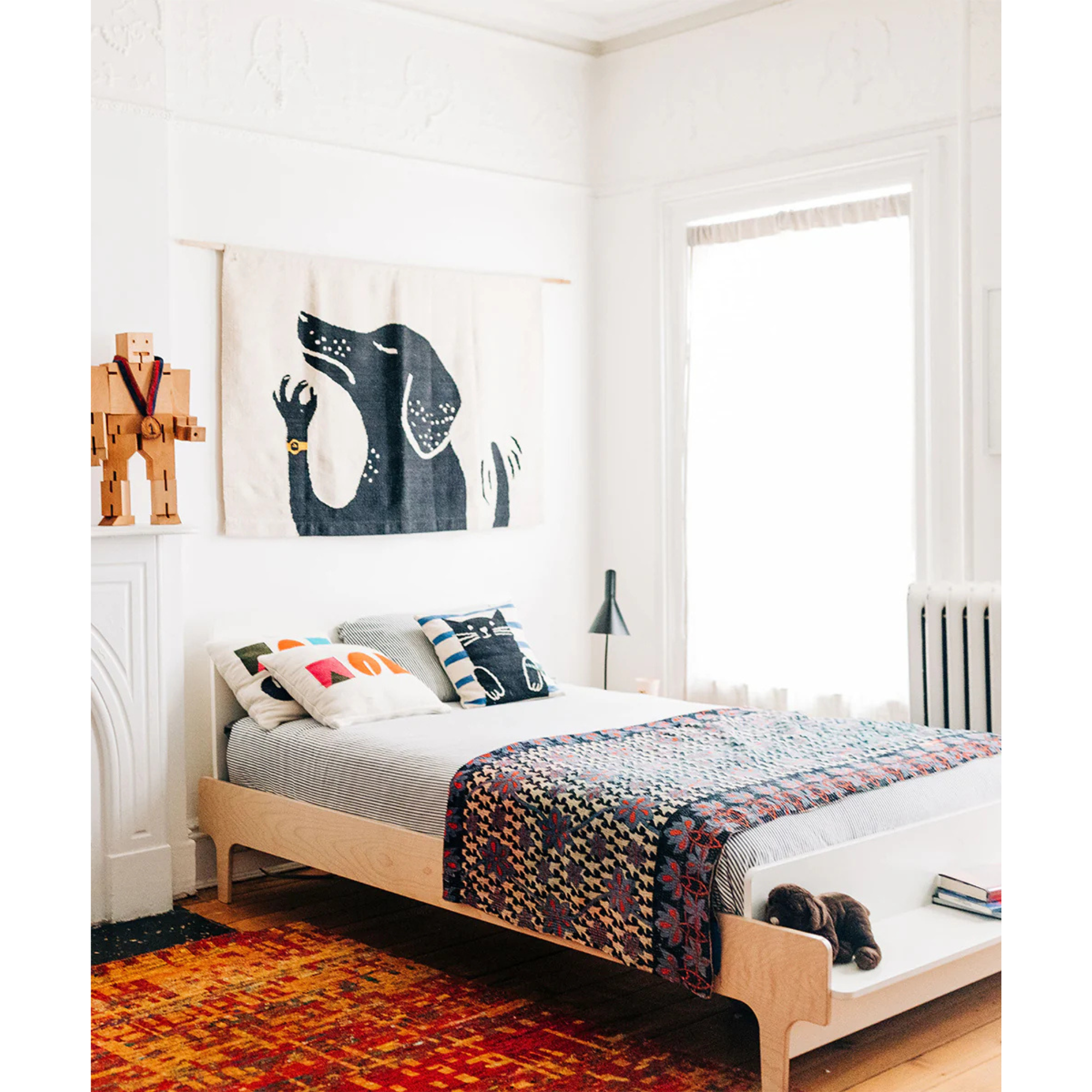 OEUF River Full Bed - White/Birch