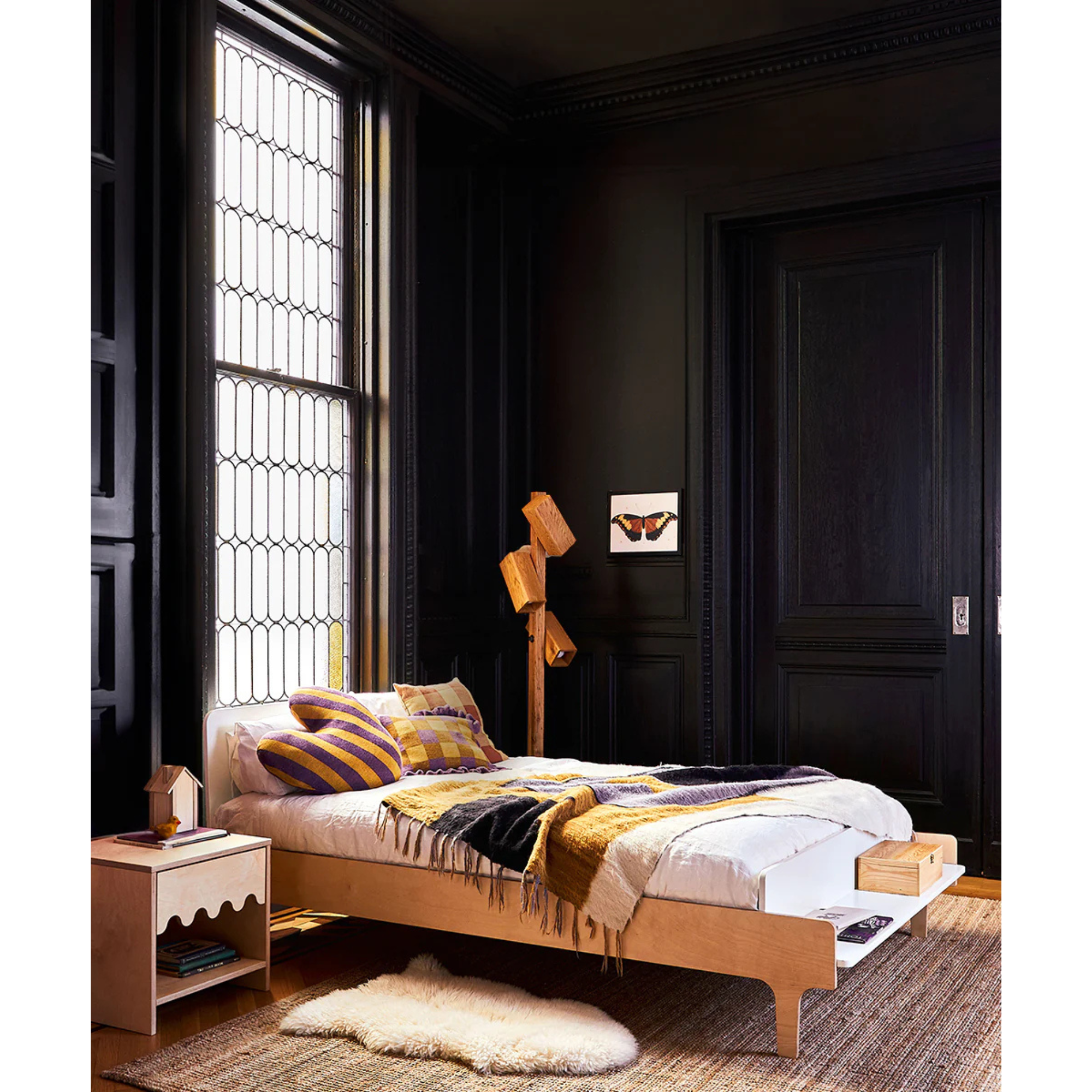 OEUF River Full Bed - White/Birch