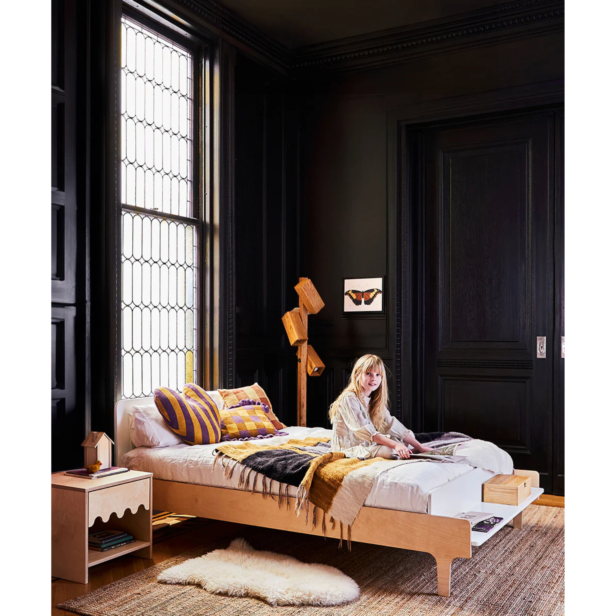 OEUF River Full Bed - White/Birch