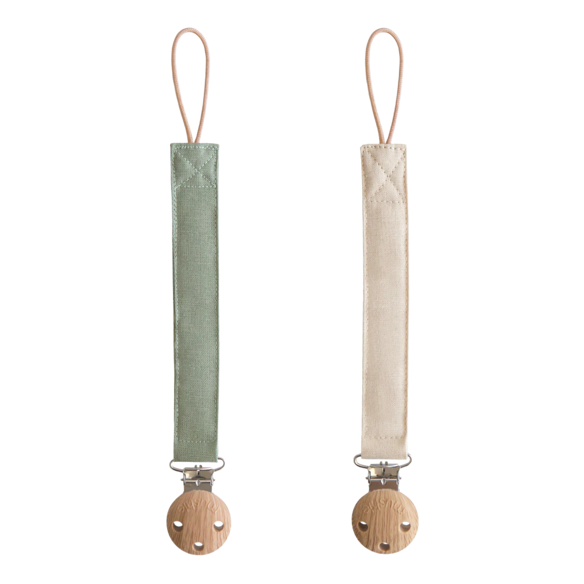 MUSHIE Linen Pacifier Clip (2-Pack)