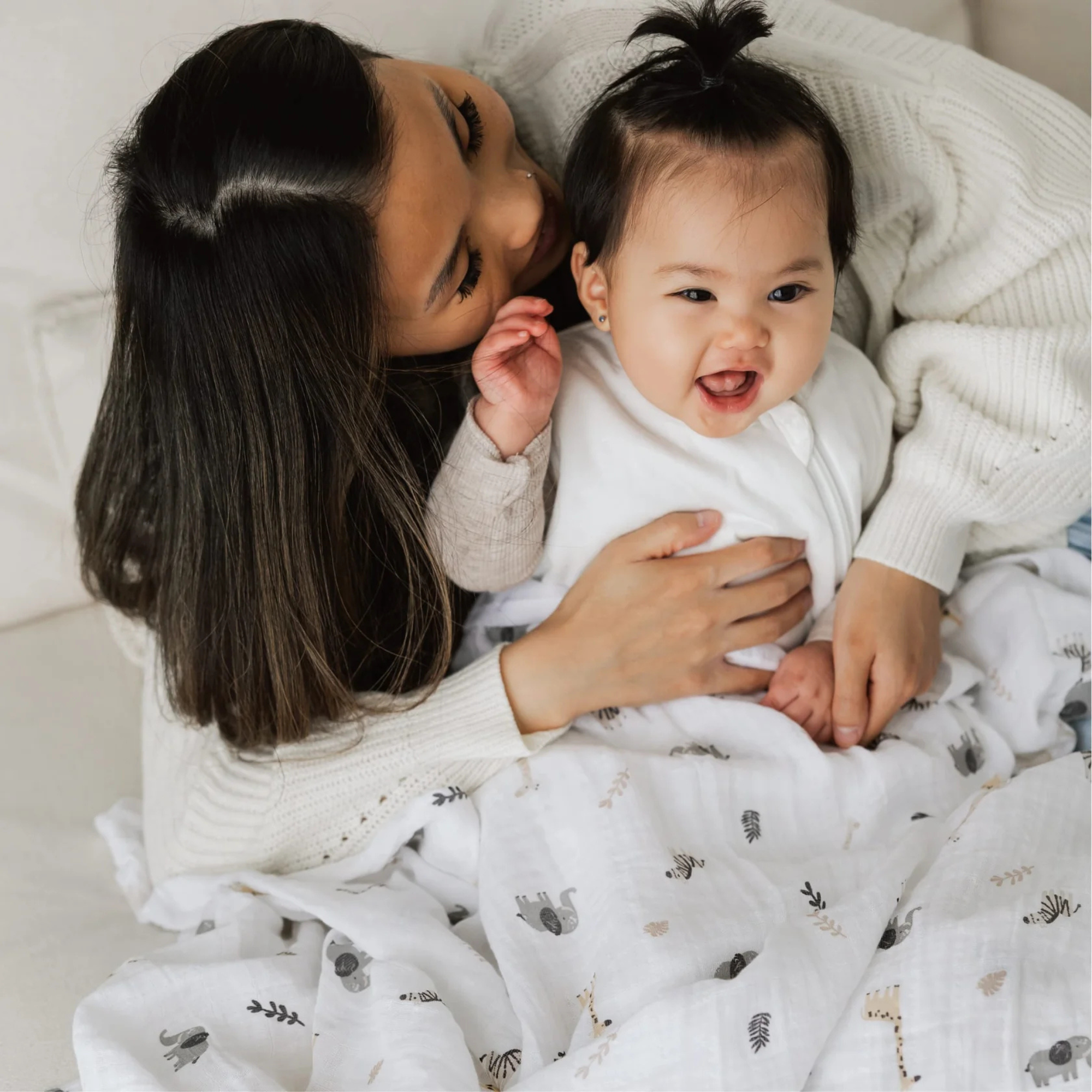 PERLIMPINPIN Cotton Muslin Swaddle - Safari