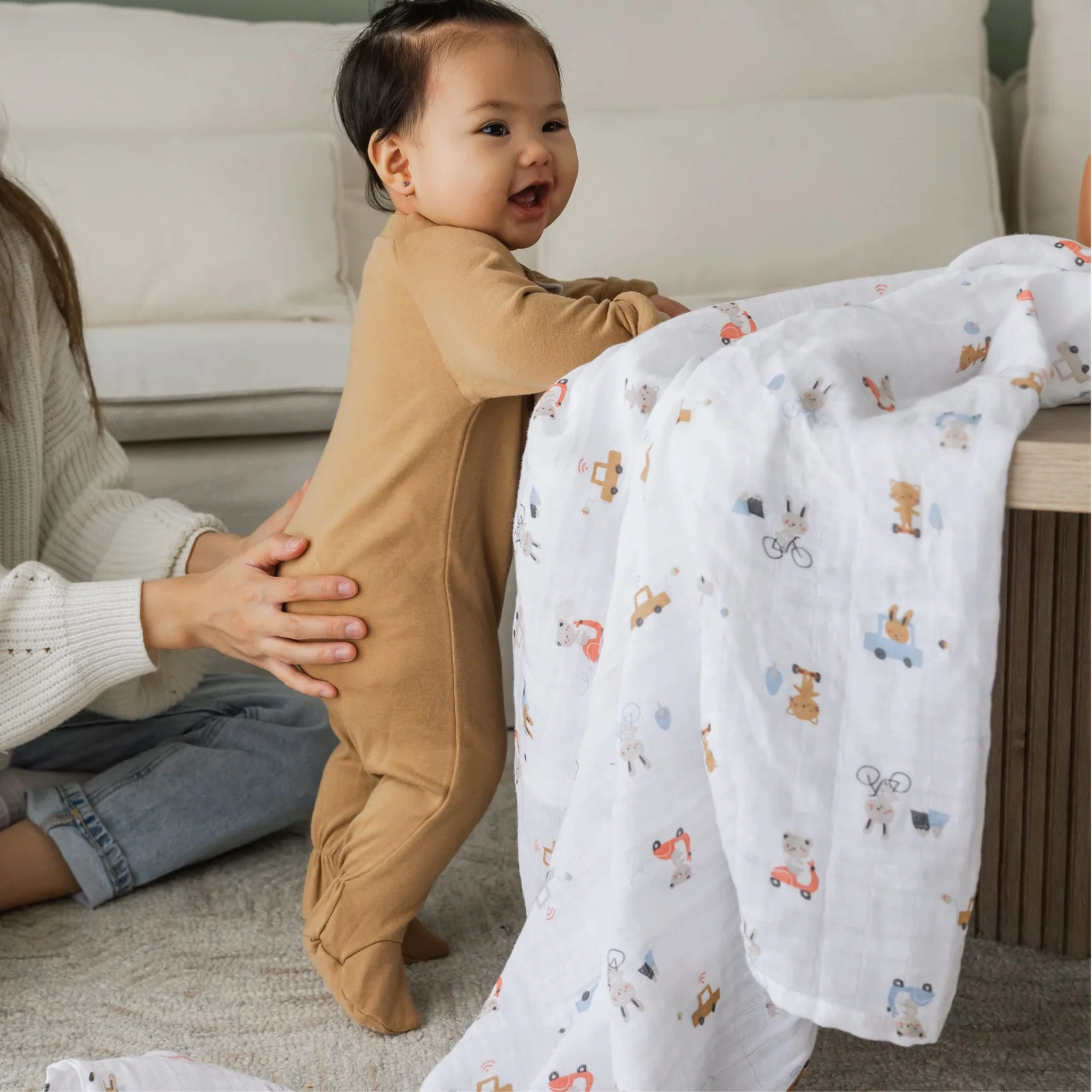 PERLIMPINPIN Cotton Muslin Swaddle - Transports