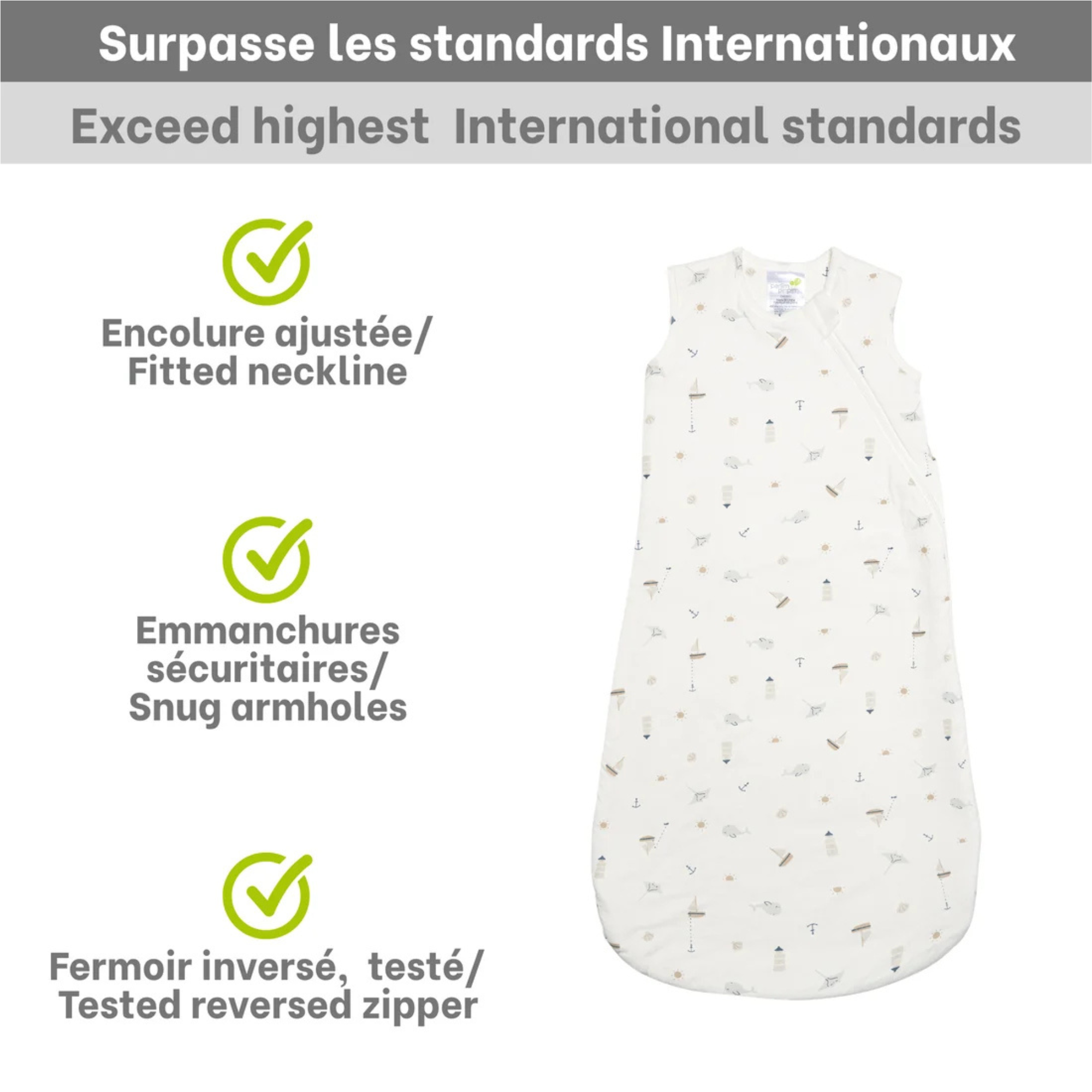 PERLIMPINPIN Quilted Bamboo Sleep Bag 1Tog - Ocean