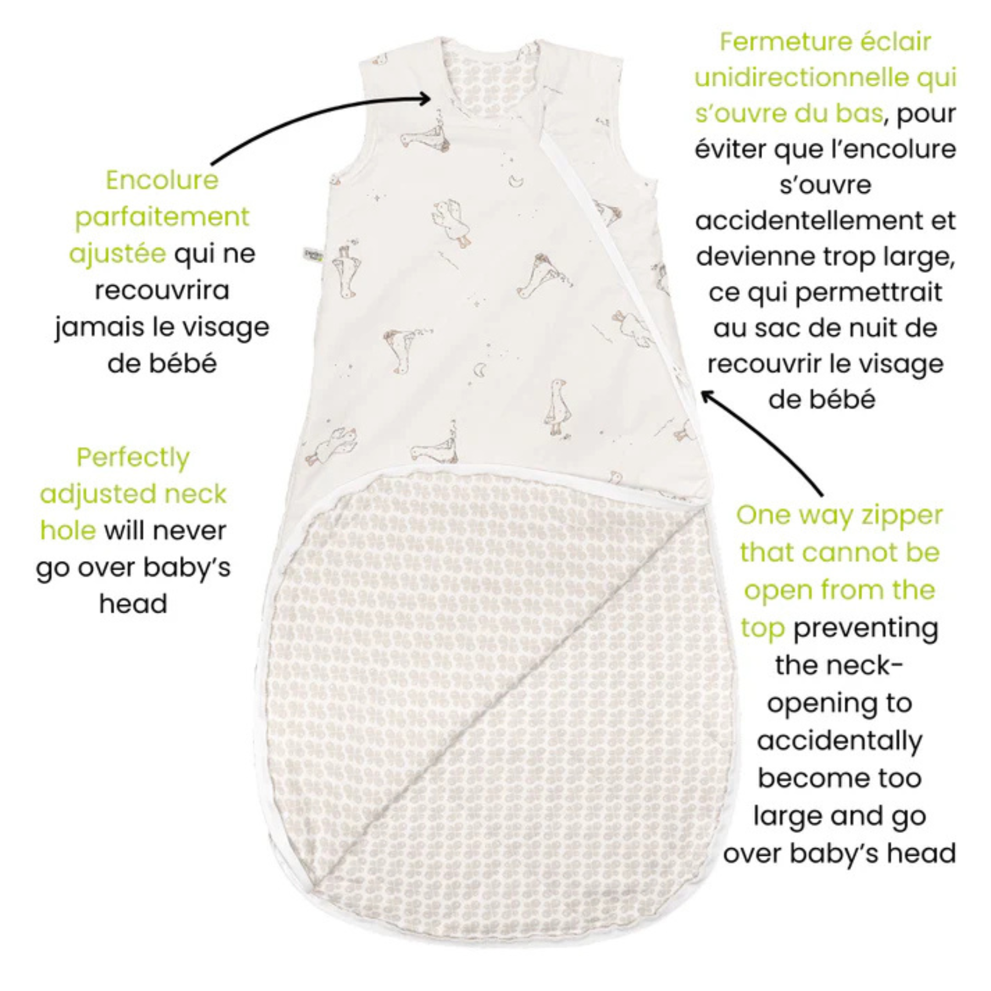PERLIMPINPIN Woven Cotton Sleep Bag 2Tog - Goose