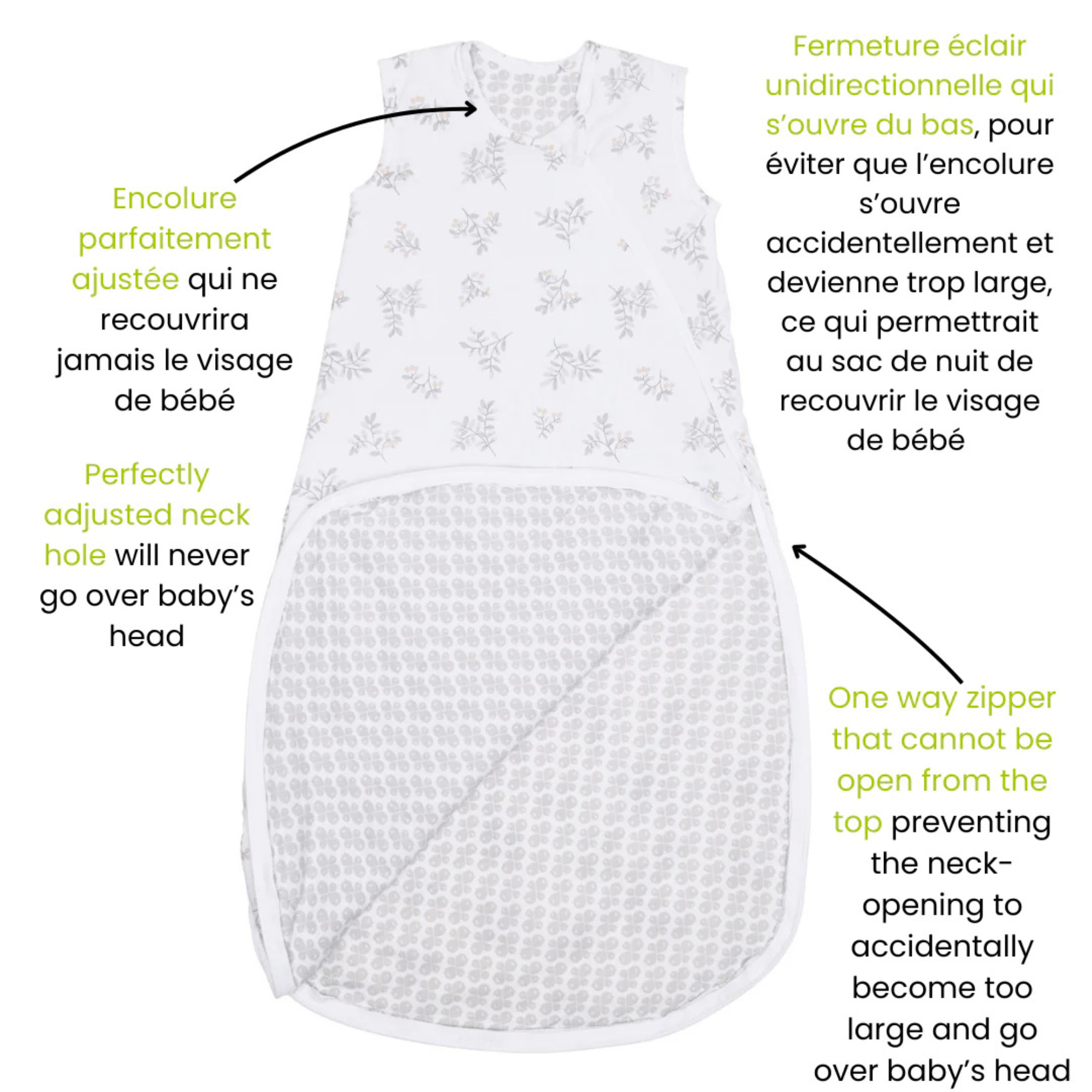 PERLIMPINPIN Woven Cotton Sleep Bag 2Tog - Leaves