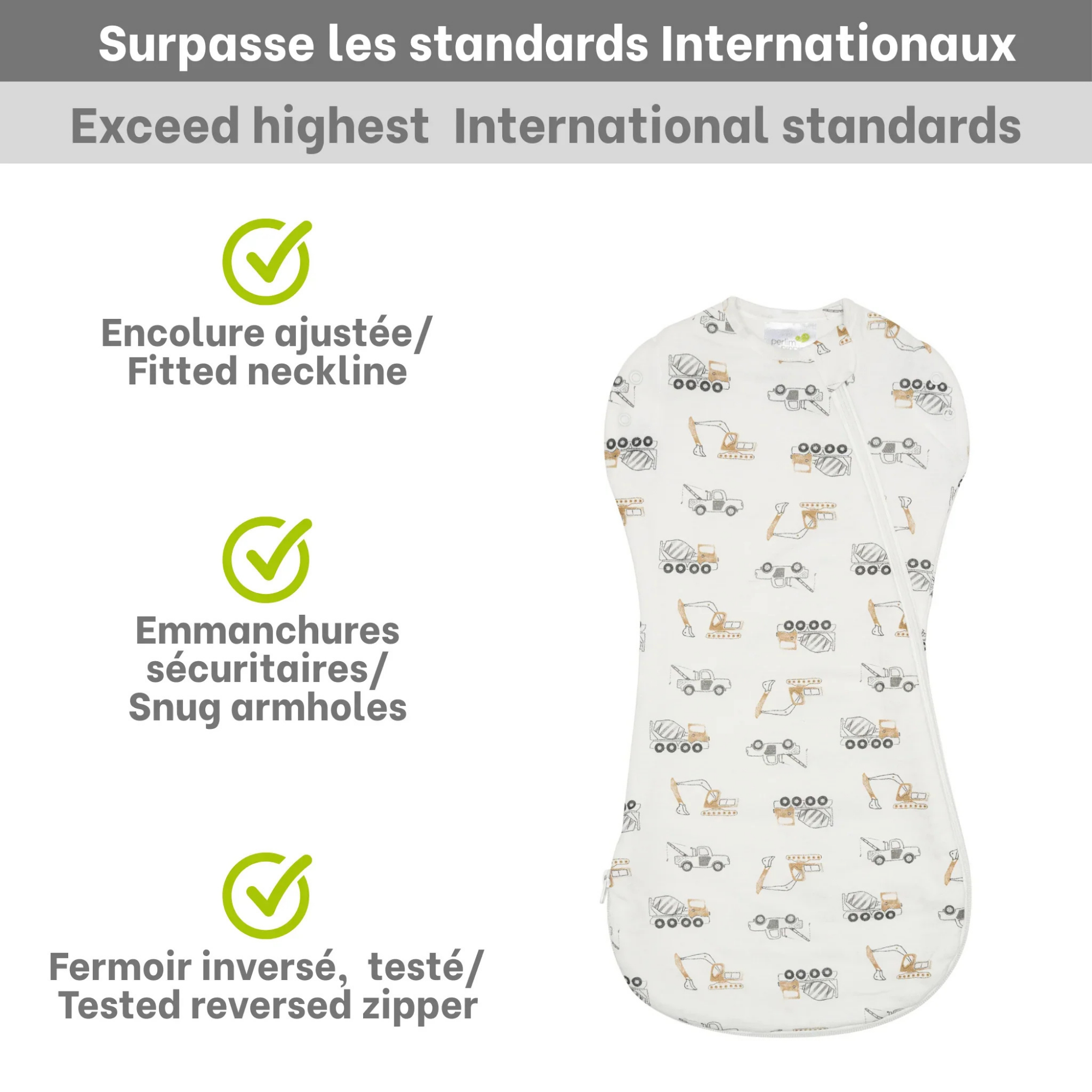 PERLIMPINPIN Quilted Bamboo 1TOG Sleep Bag Newborn - Construction