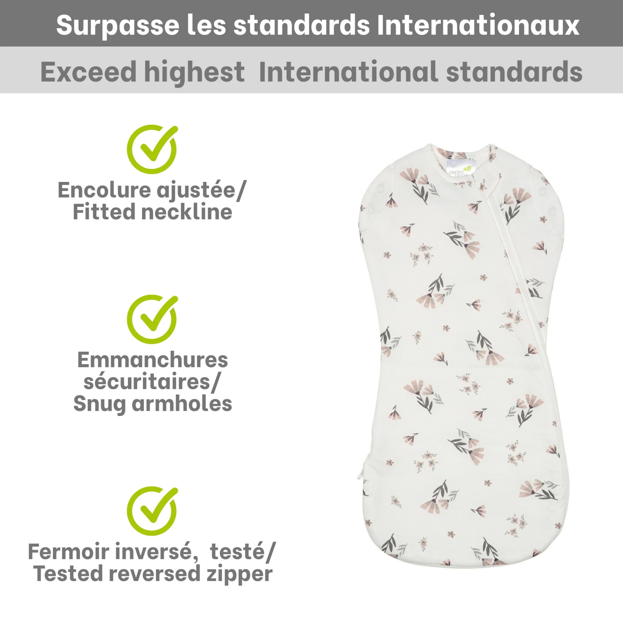PERLIMPINPIN Quilted Bamboo 1TOG Sleep Bag Newborn - Watercolor Flowers