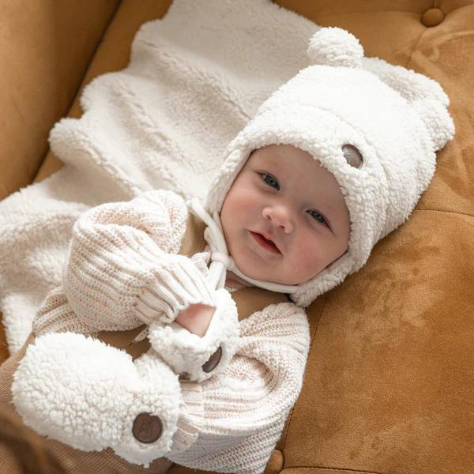 PETIT COULOU Mittens for Baby 0-6m - Sherpa