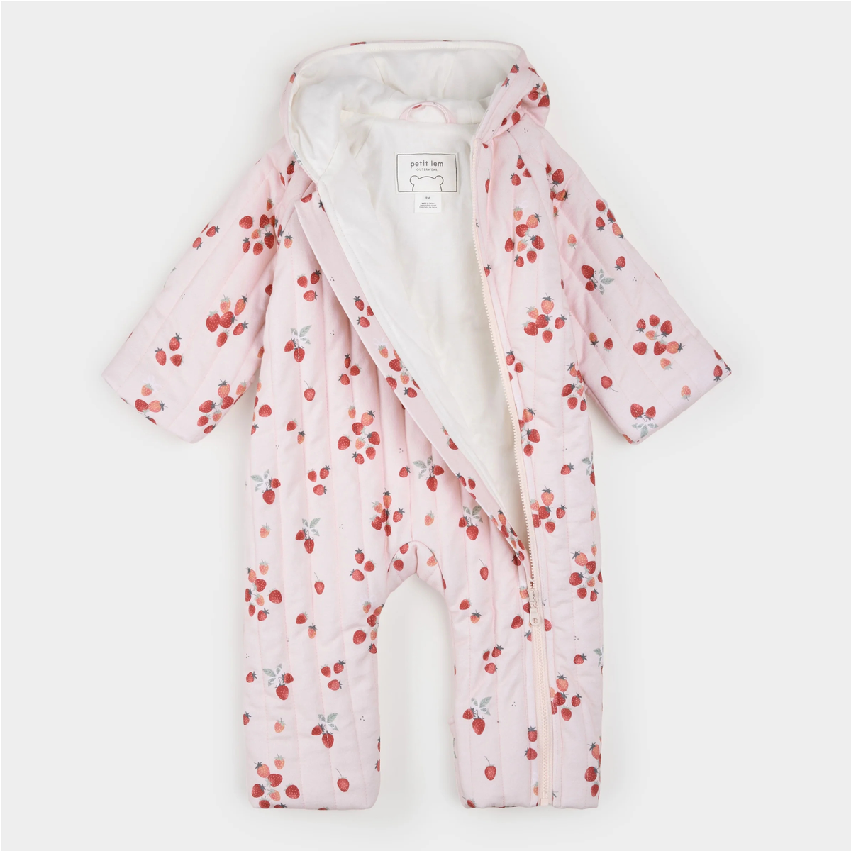 PETIT LEM Berry Sweet Print Quilted Hooded Bunting Playsuit