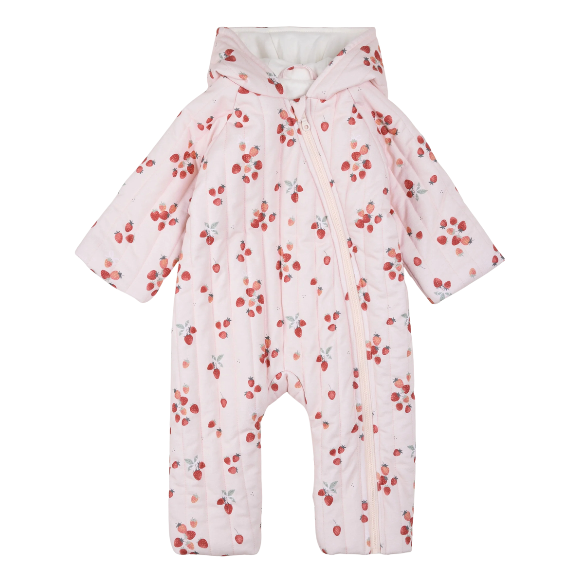 PETIT LEM Berry Sweet Print Quilted Hooded Bunting Playsuit