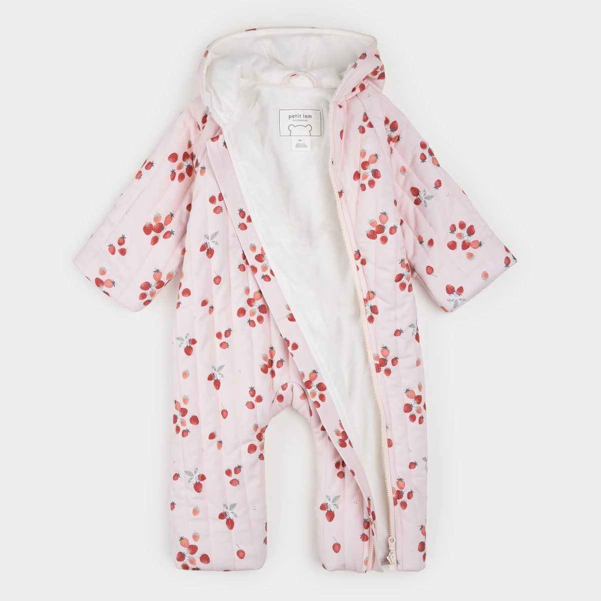 PETIT LEM Berry Sweet Print Quilted Hooded Bunting Playsuit