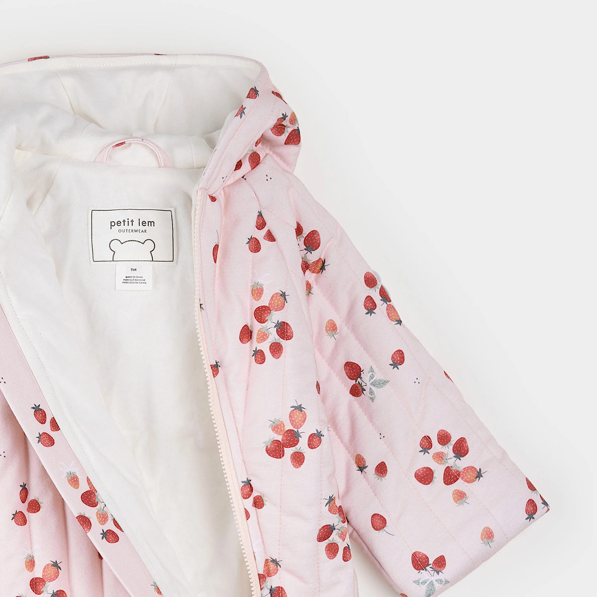 PETIT LEM Berry Sweet Print Quilted Hooded Bunting Playsuit