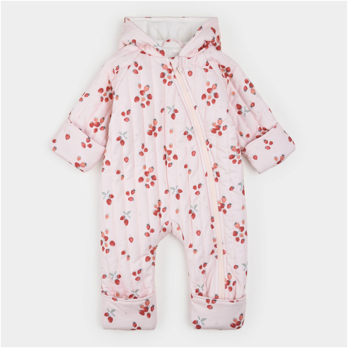 PETIT LEM Berry Sweet Print Quilted Hooded Bunting Playsuit