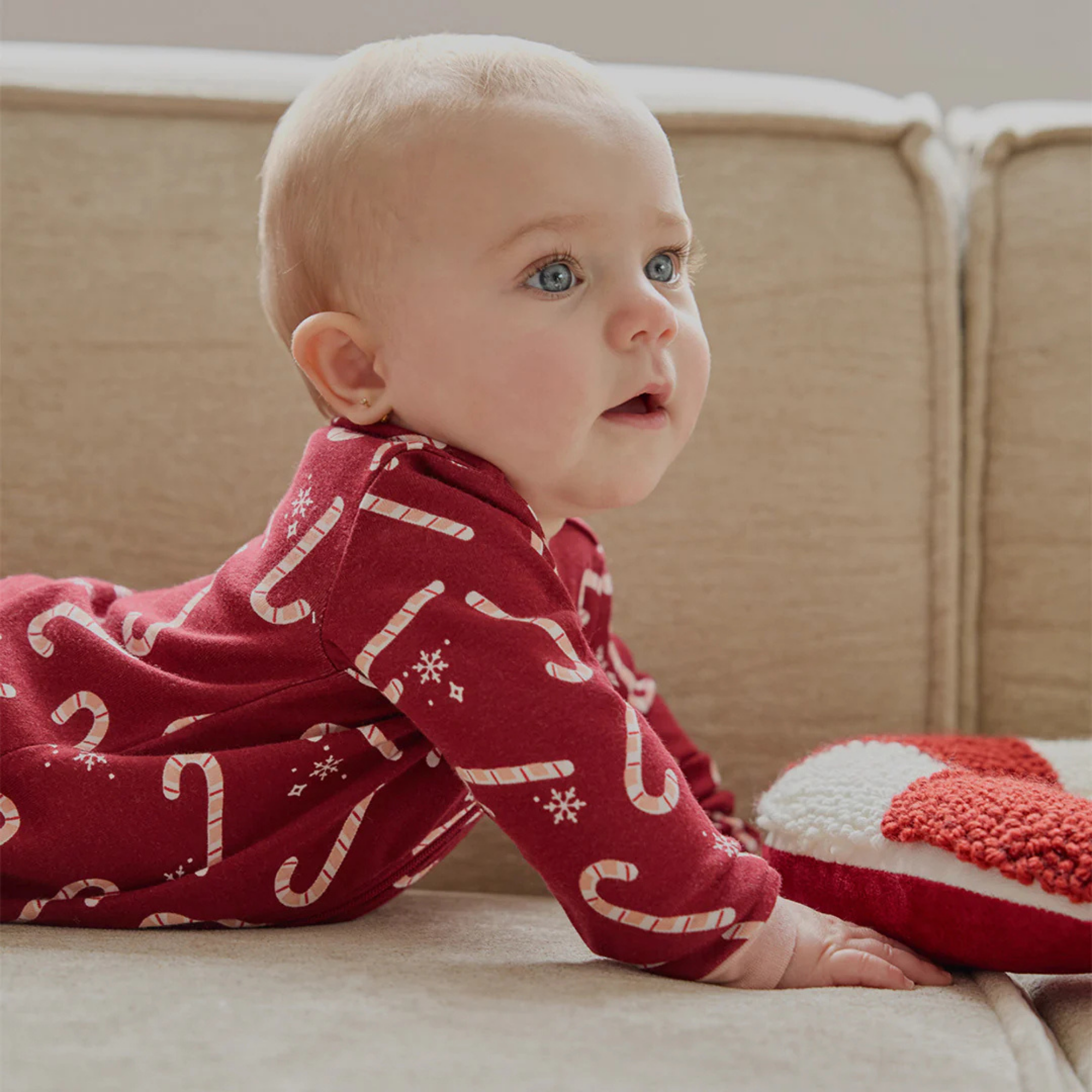 Imprimé canne à sucre PETIT LEM sur dormeuse rouge