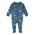 PETIT LEM Construction Truck Print on Cobalt Blue Sleeper