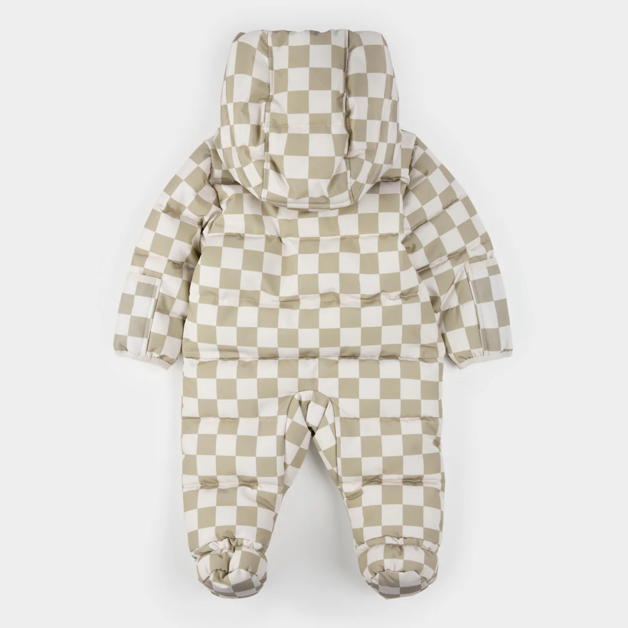 PETIT LEM Cream Checkerboard One-Piece Snowsuit
