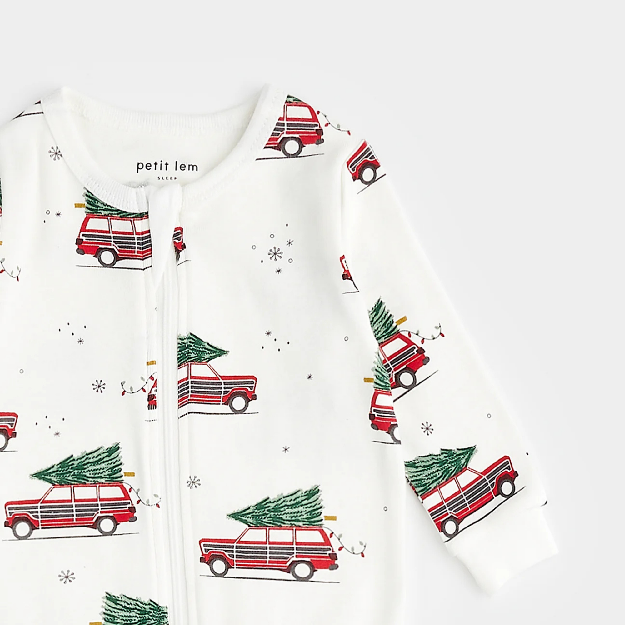 PETIT LEM Festive Car Print on Off-White Sleeper