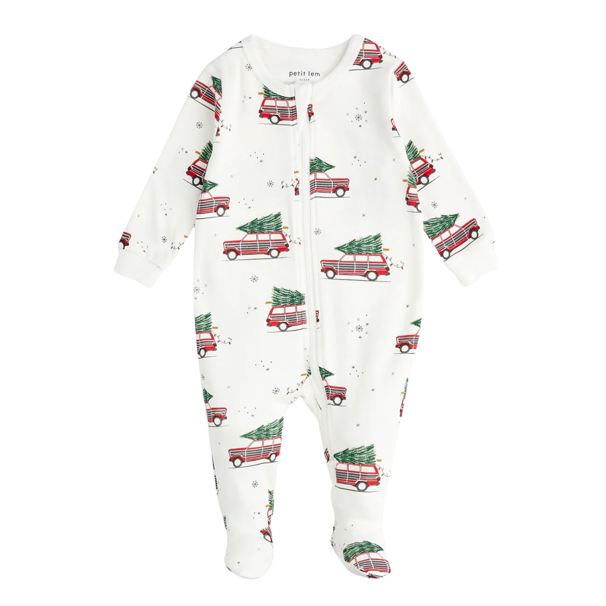 PETIT LEM Festive Car Print on Off-White Sleeper