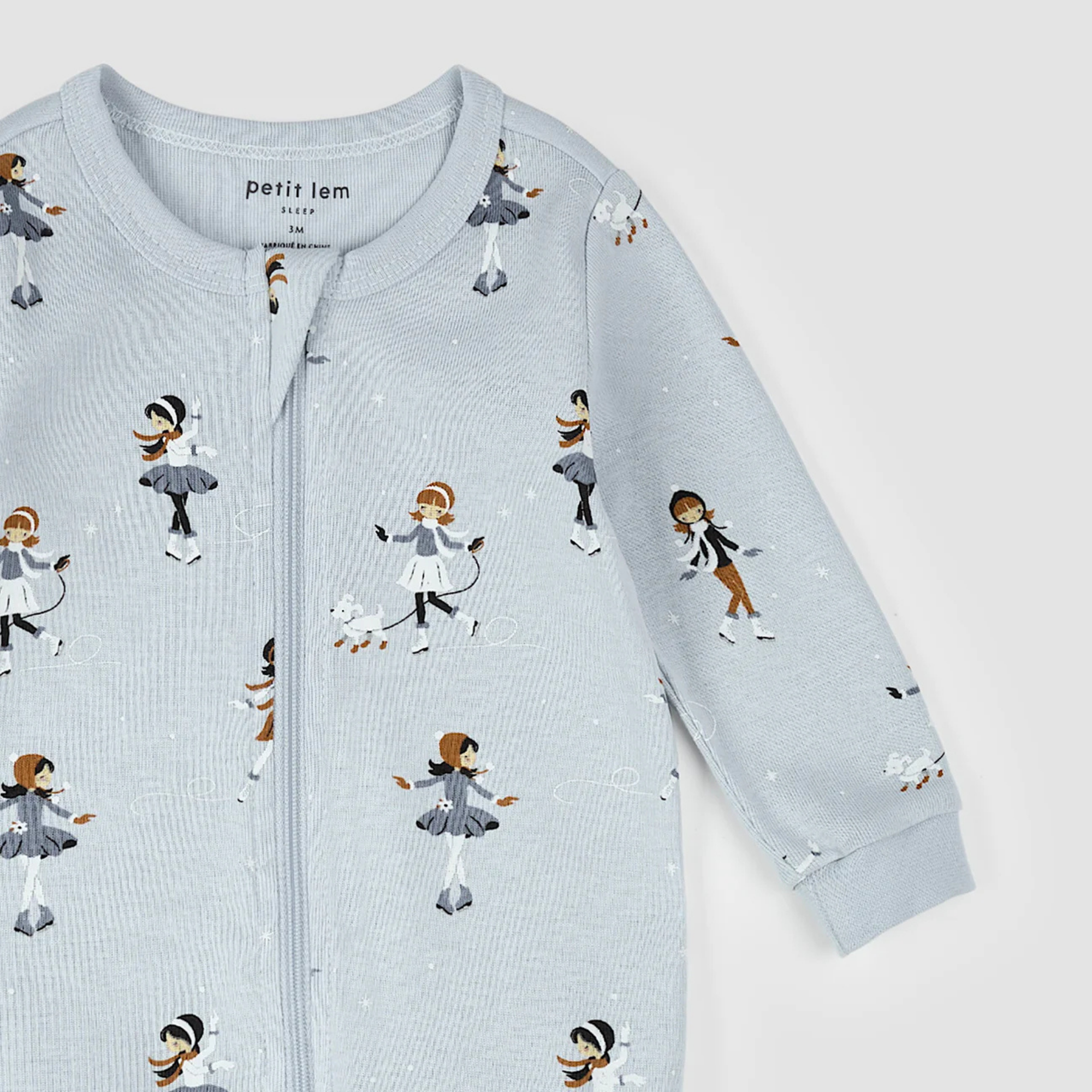 PETIT LEM Figure Skating Print on Light Blue Sleeper