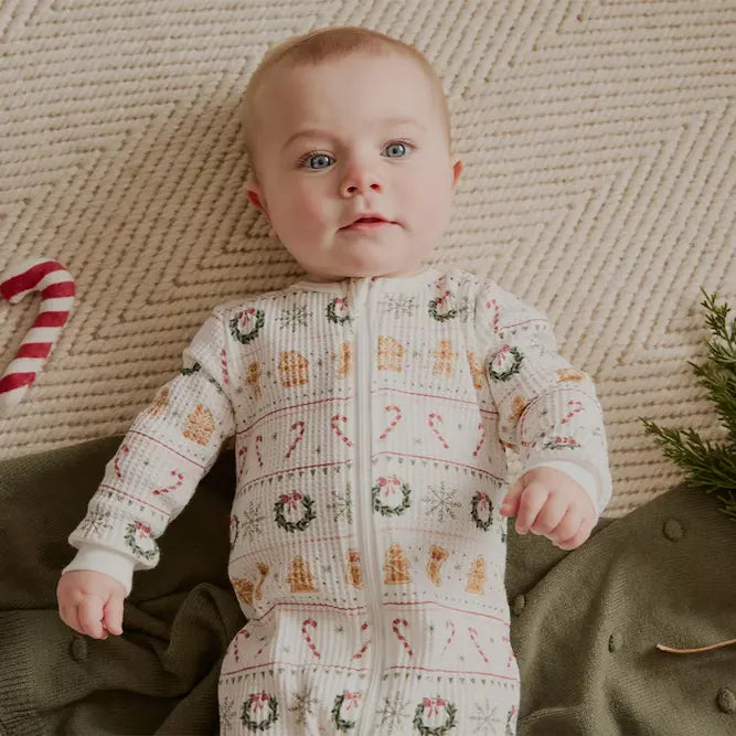 PETIT LEM Holiday Treats Fair Isle Print Thermal Sleeper