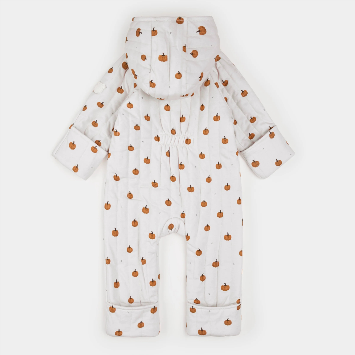 PETIT LEM Little Pumpkin Print Quilted Hooded Bunting Playsuit