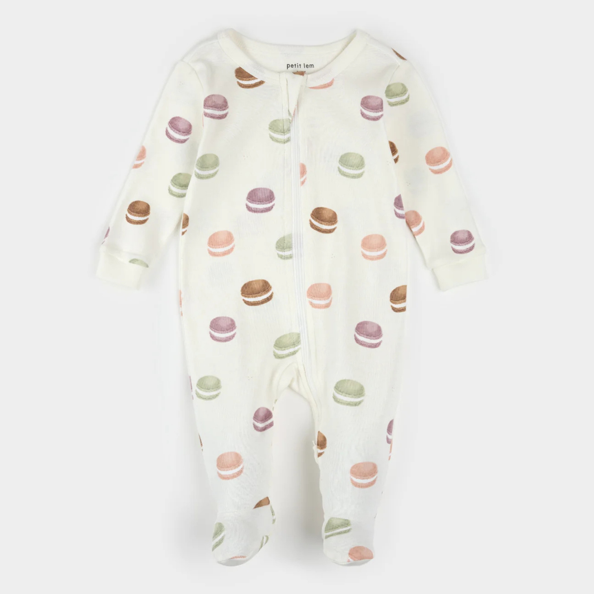 PETIT LEM Macaron Print on Antique White Sleeper