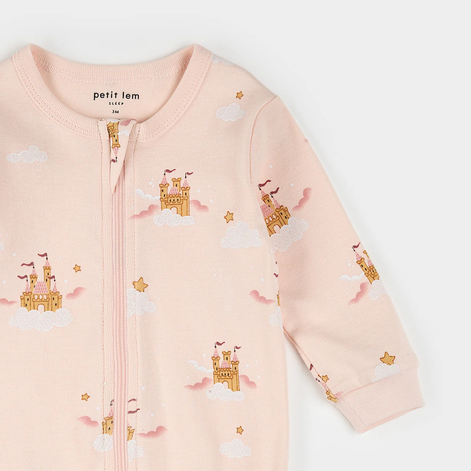 PETIT LEM Magic Castle Print on Light Pink Sleeper
