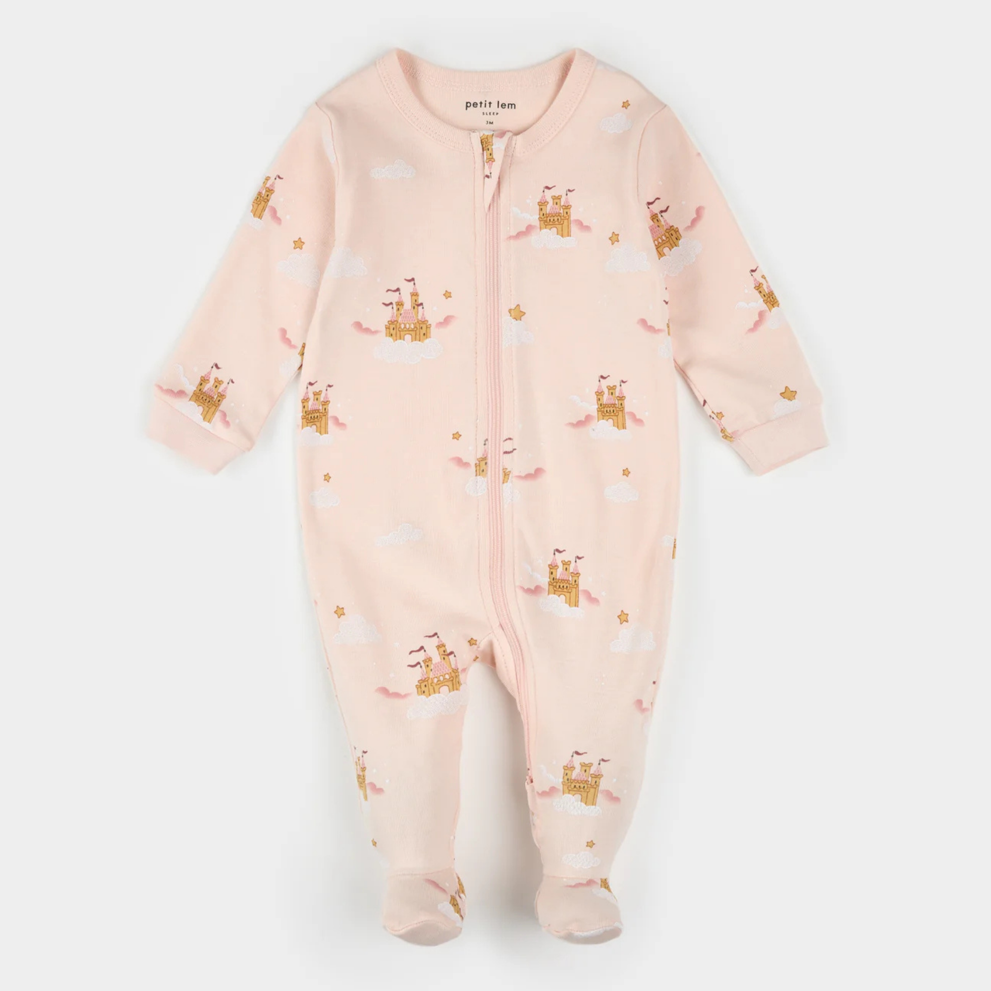 PETIT LEM Magic Castle Print on Light Pink Sleeper
