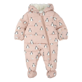PETIT LEM Penguins on Dusty Pink One-Piece Snowsuit