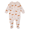 PETIT LEM Pumpkin Spice Print on Light Pink Footed Sleeper