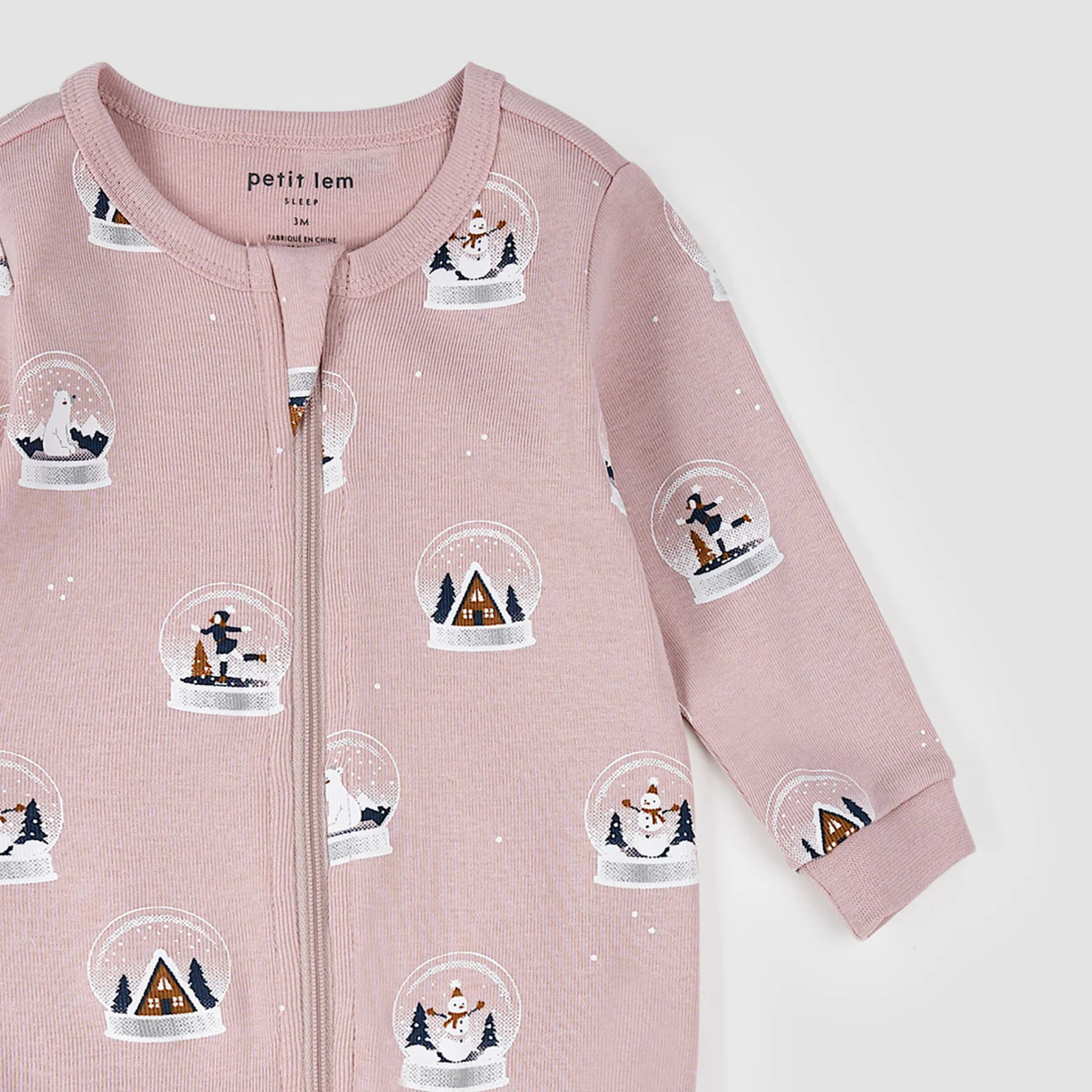 PETIT LEM Snow Globe Print on Violet Sleeper