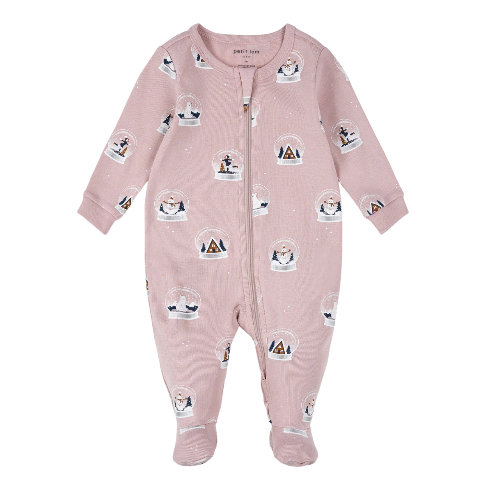 PETIT LEM Snow Globe Print on Violet Sleeper