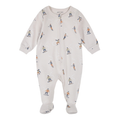 PETIT LEM Snowboarders Print on Beige Footed Sleeper