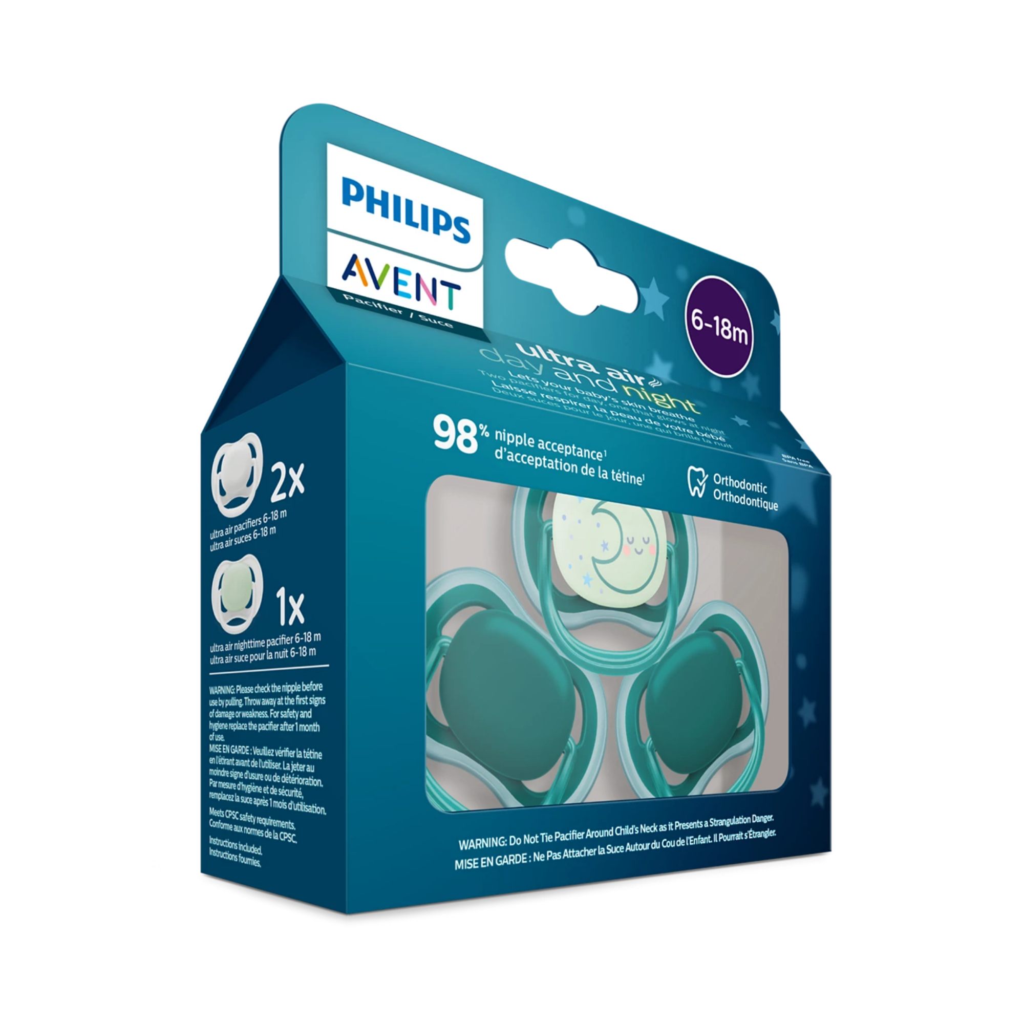PHILIPS AVENT Ultra Air Pacifier Nighttime 3-Pack