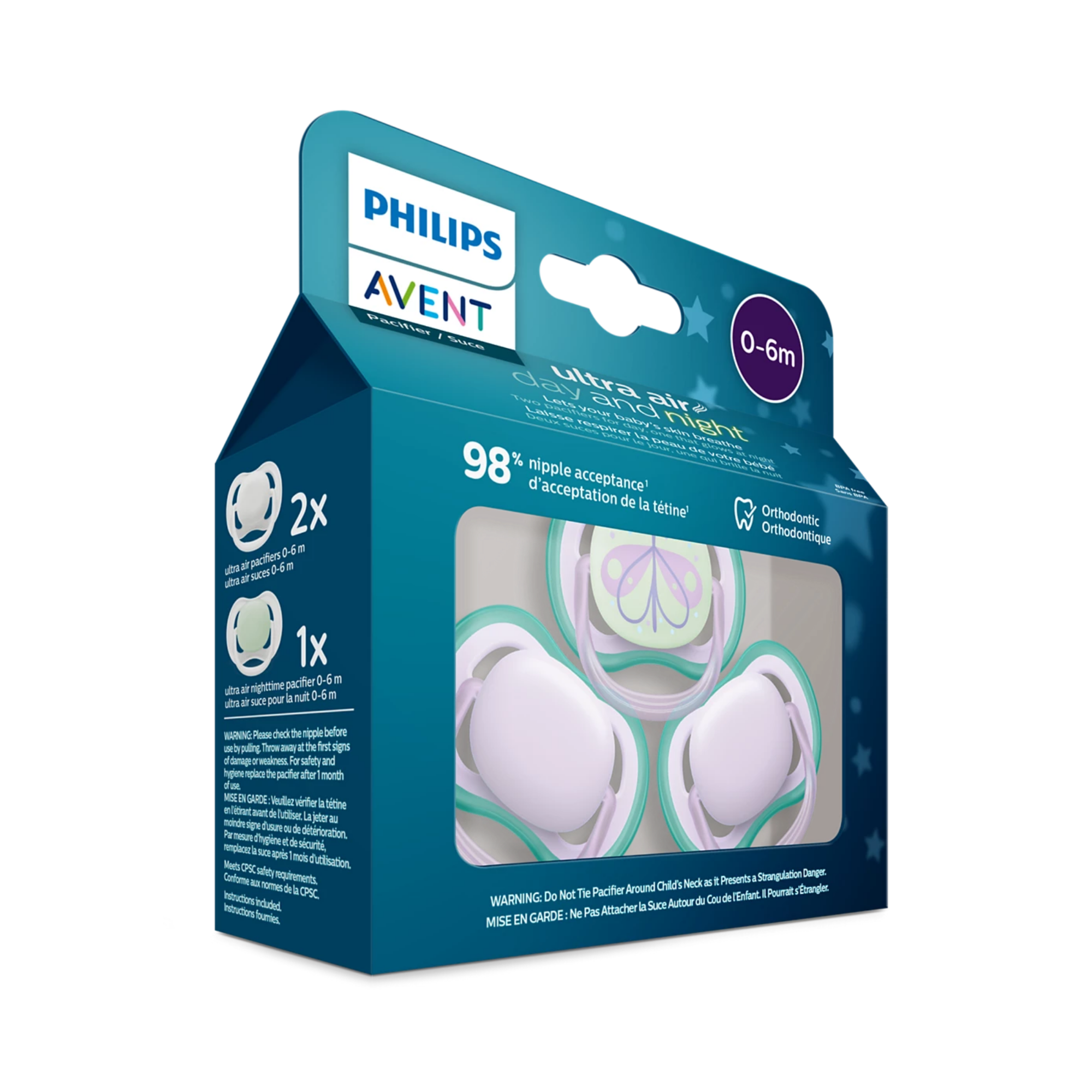 PHILIPS AVENT Ultra Air Pacifier Nighttime 3-Pack