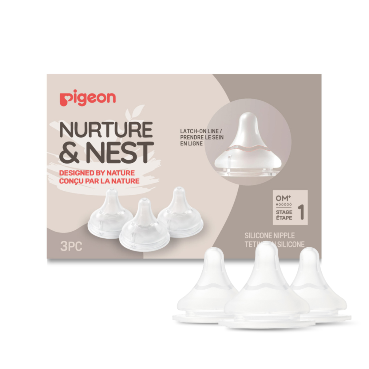 PIGEON Baby Bottle Nipple (3-Pack)