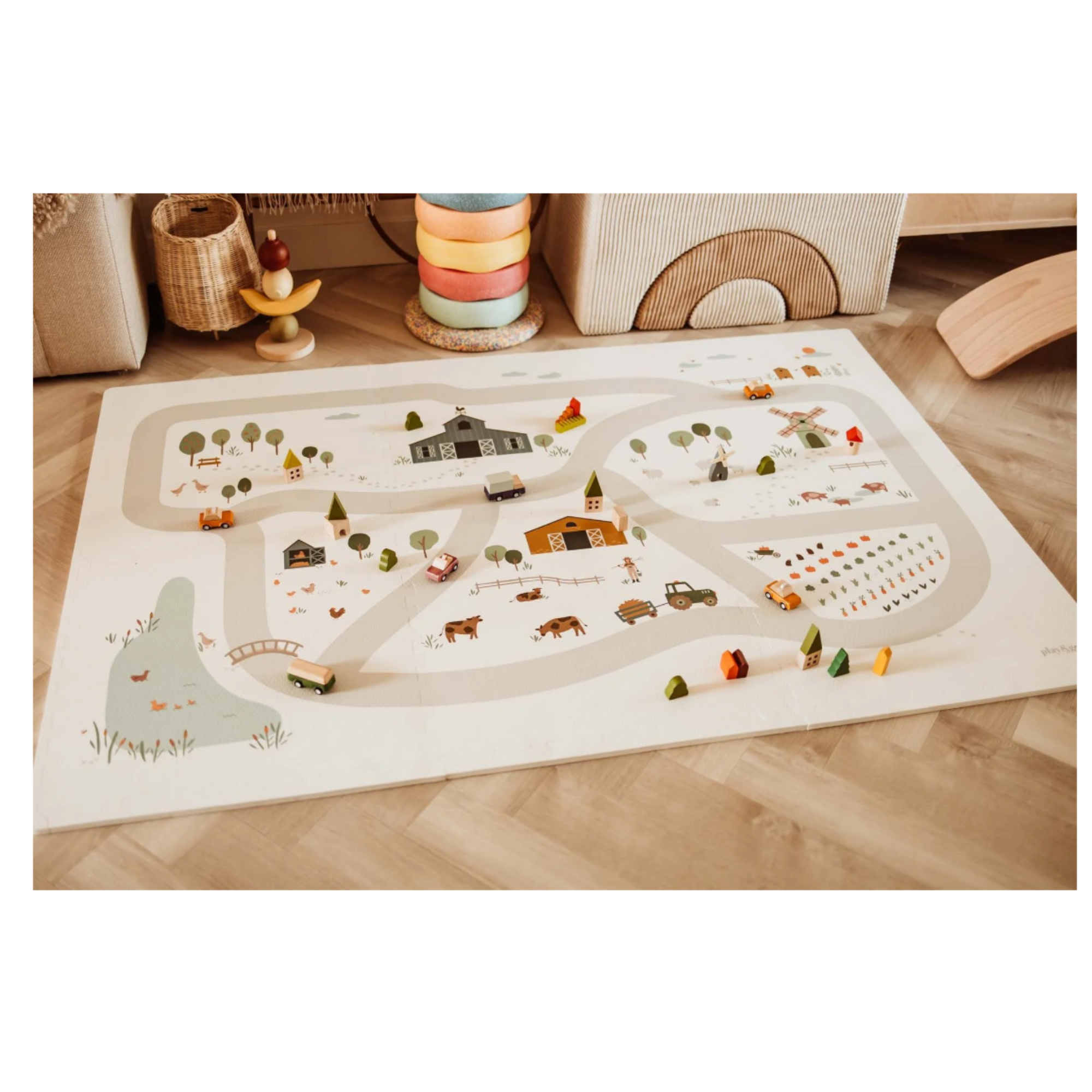 PLAY & GO Puzzlemat, Storage Box and Mini House - Farm