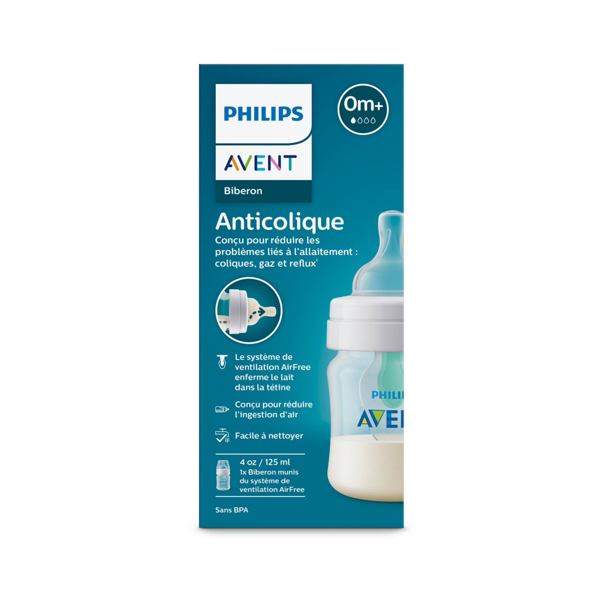 Biberon anti-colique AVENT avec évent AirFree - 113 ml (1 paquet)