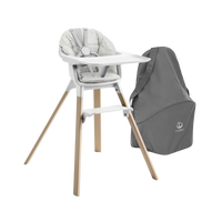 Vignette pour STOKKE Chaise haute Clikk complète avec coussin et sac de voyage - Blanc avec saupoudrage gris