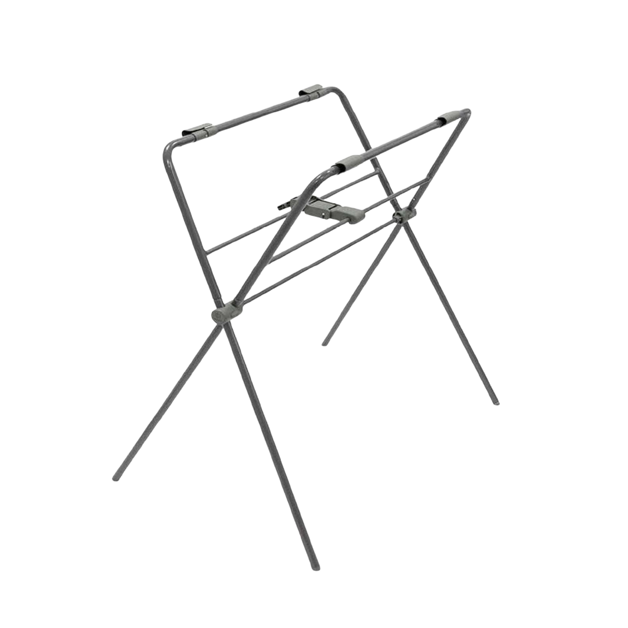 Stokke Flexi Bath Stand in grey, a foldable metal frame designed to securely hold the Flexi Bath at a comfortable height for parents.