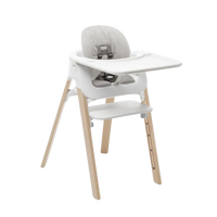 Thumbnail for STOKKE Steps High Chair Complete - Natural Legs / White Seat / White Babyset / Wihte Tray / Grey Cushion