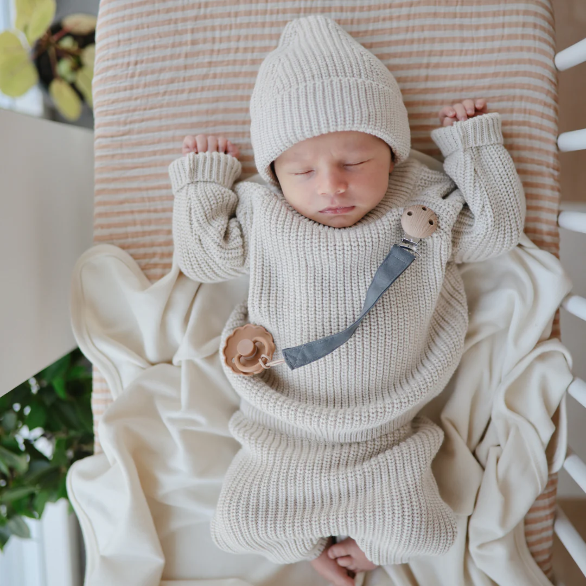 MUSHIE Linen Pacifier Clip (2-Pack)