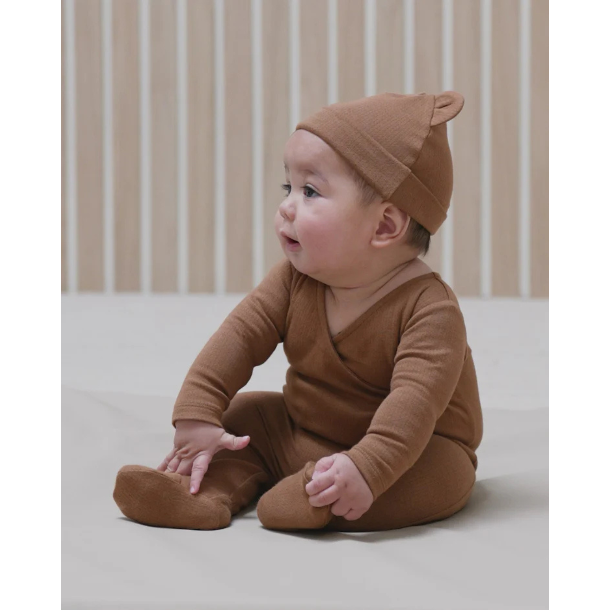 QUINCY MAE Baby Bear Beanie 0-3m - Cinnamon
