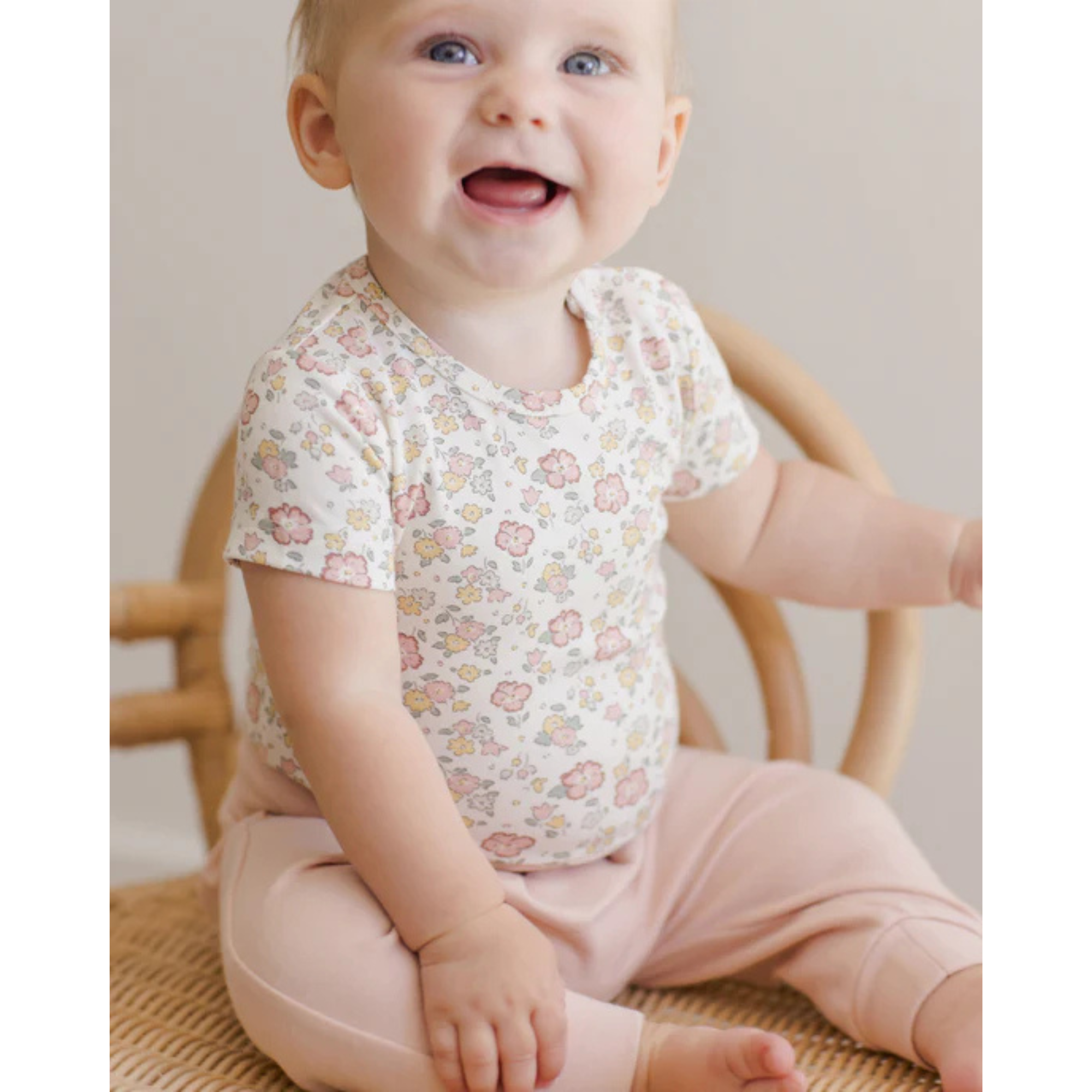 QUINCY MAE Bamboo Short Sleeve Bodysuit - Bloom