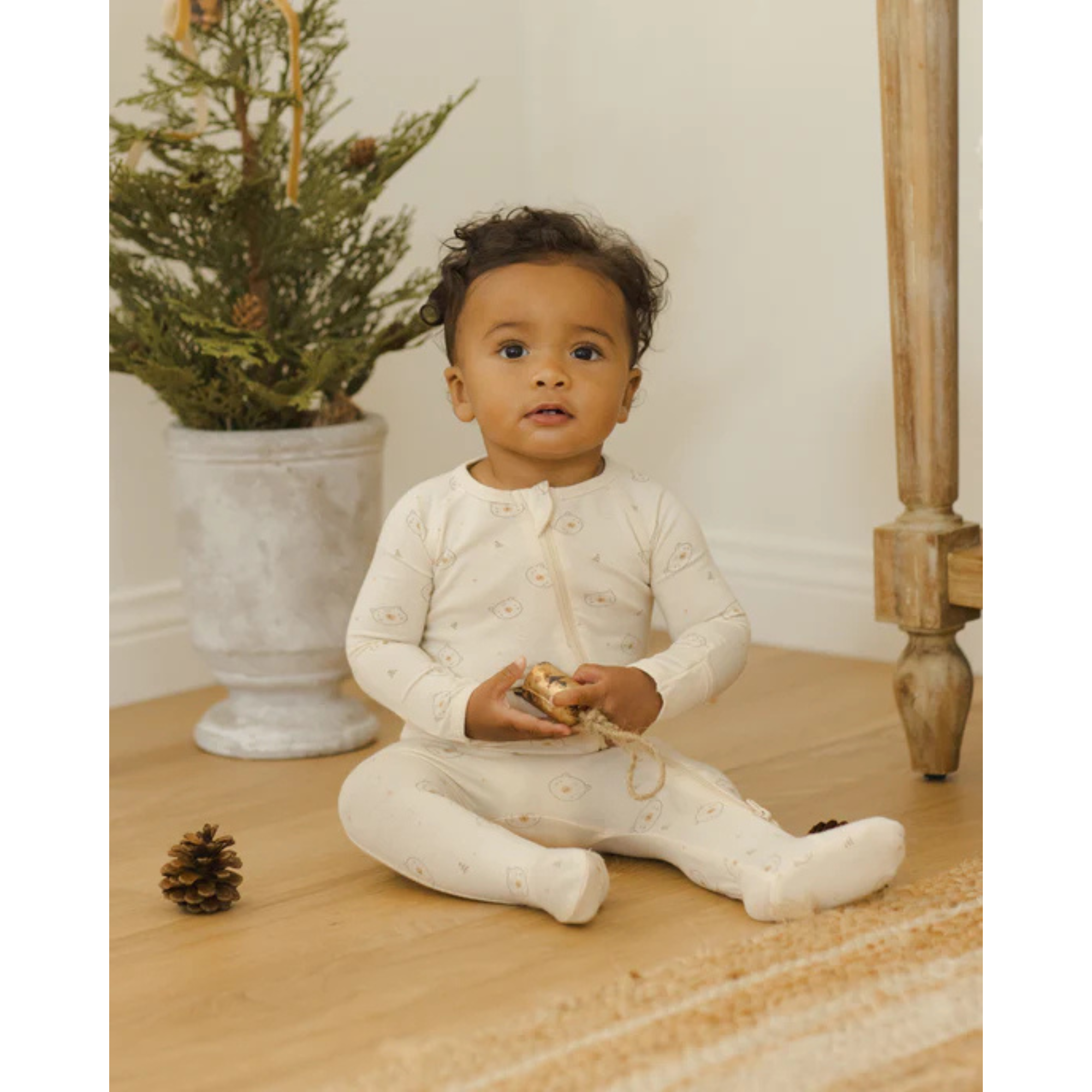 QUINCY MAE Chaussons en bambou avec fermeture éclair - Ours