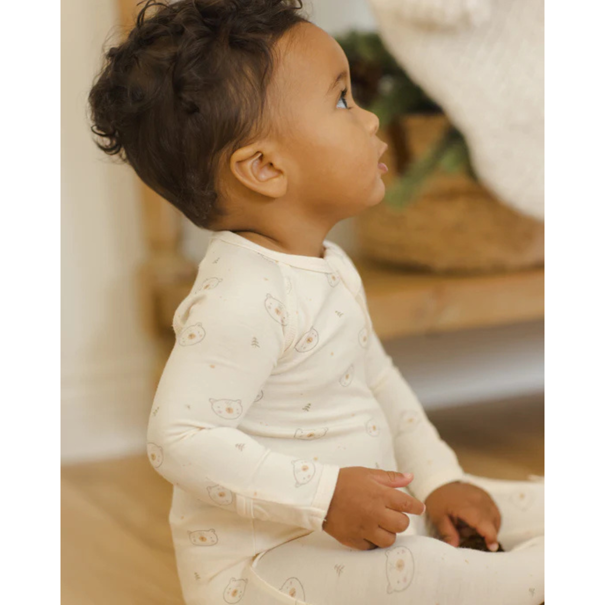 QUINCY MAE Chaussons en bambou avec fermeture éclair - Ours