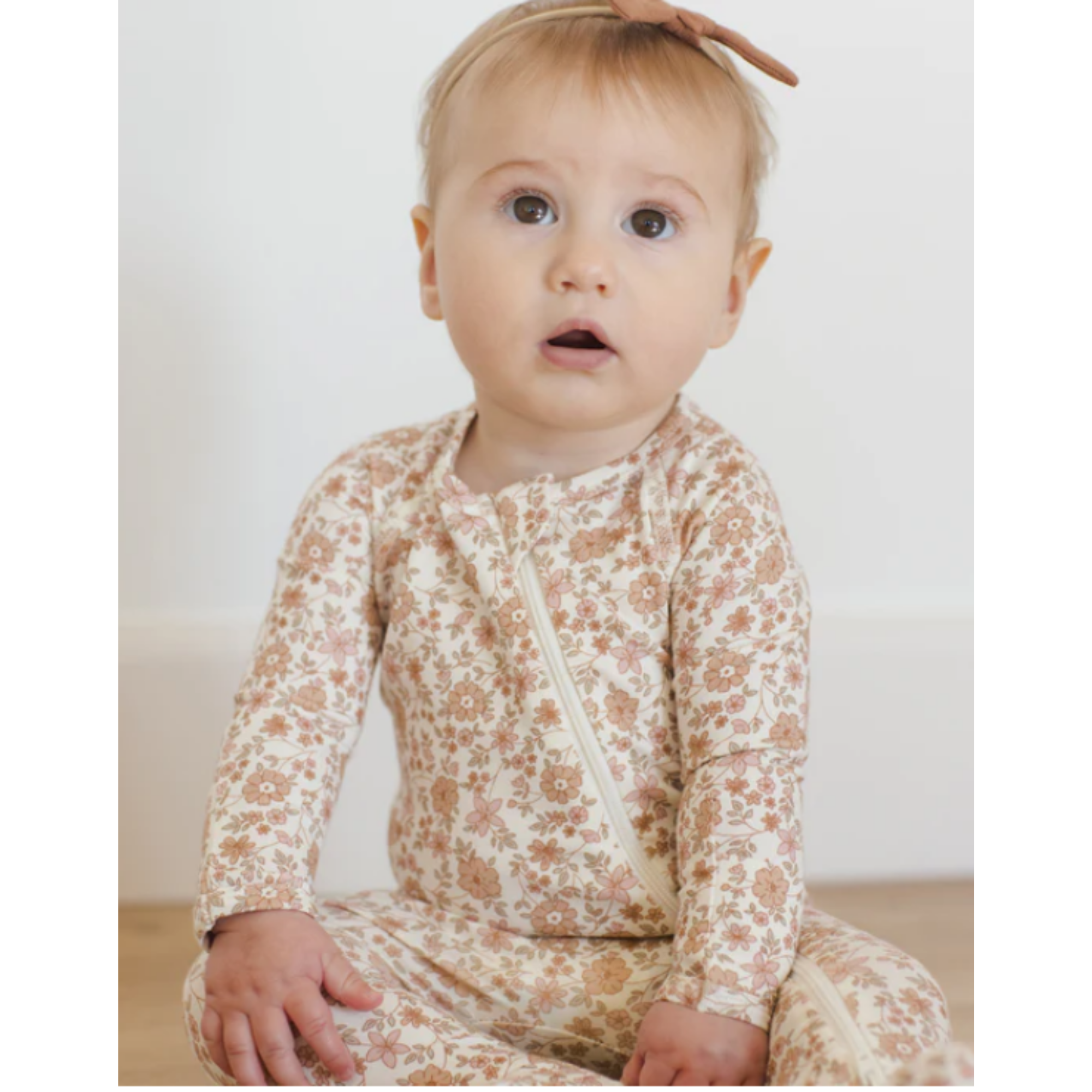 QUINCY MAE Bamboo Zip Footie - Bloom