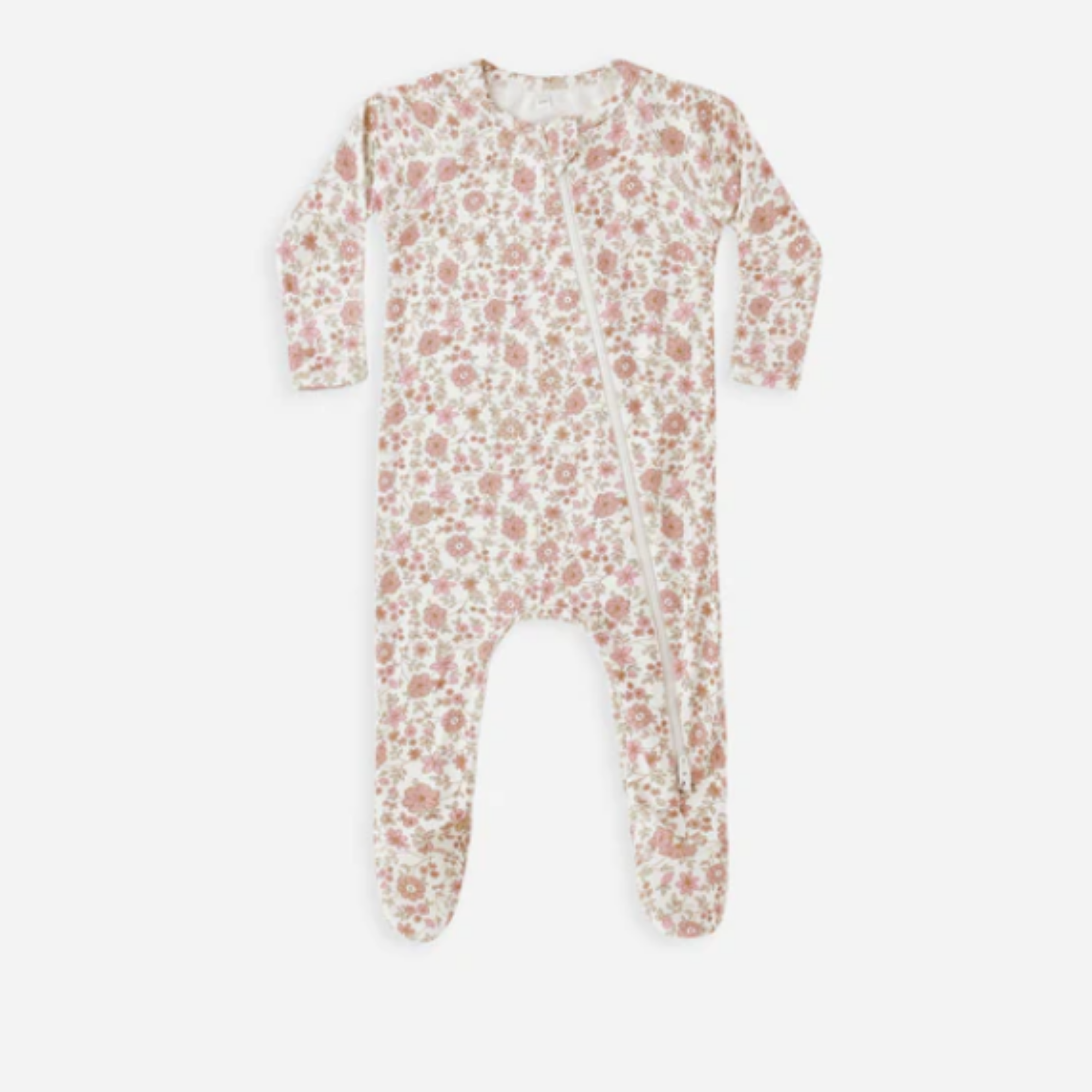 QUINCY MAE Bamboo Zip Footie - Bloom