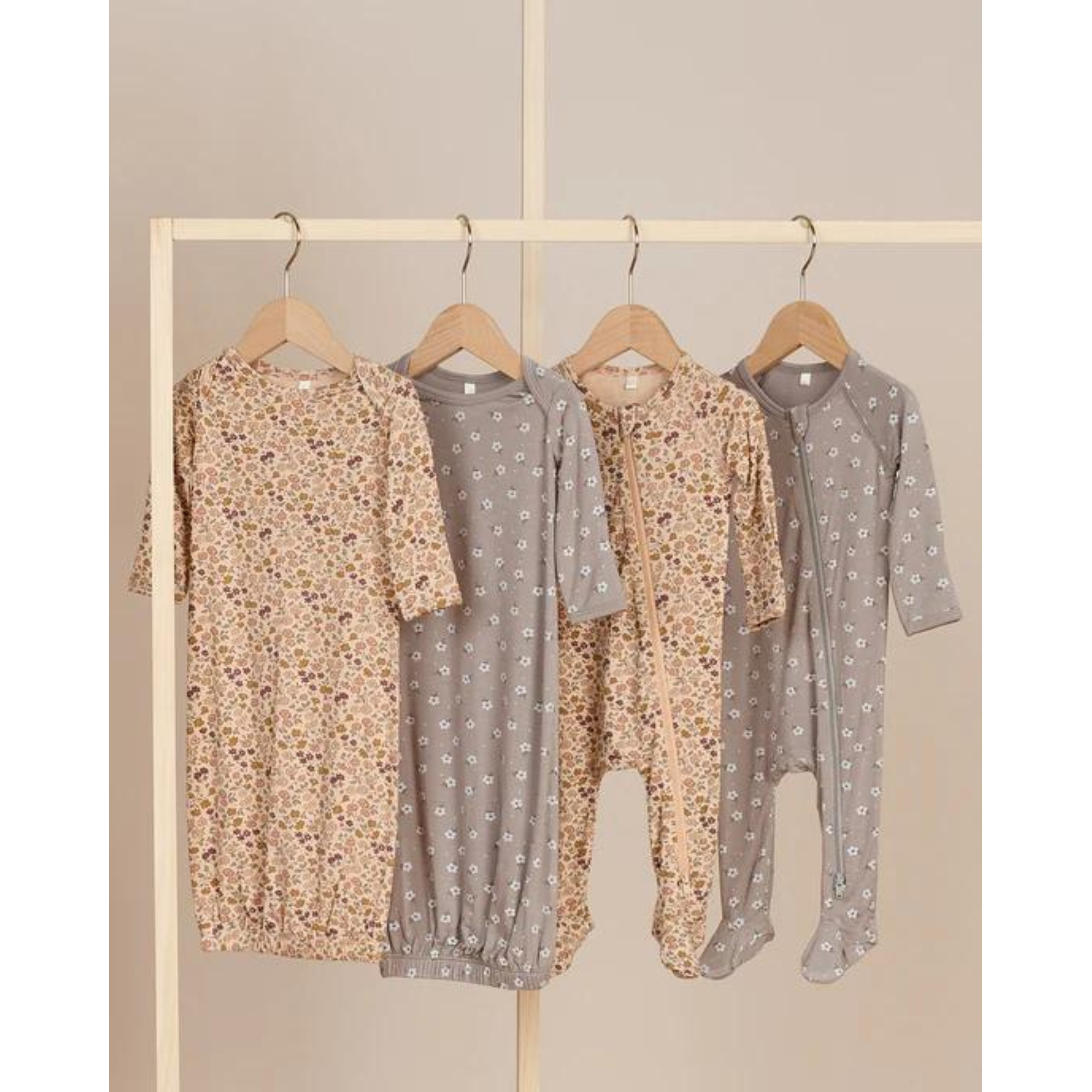 QUINCY MAE Chaussons en bambou avec fermeture éclair - Bleu à pois